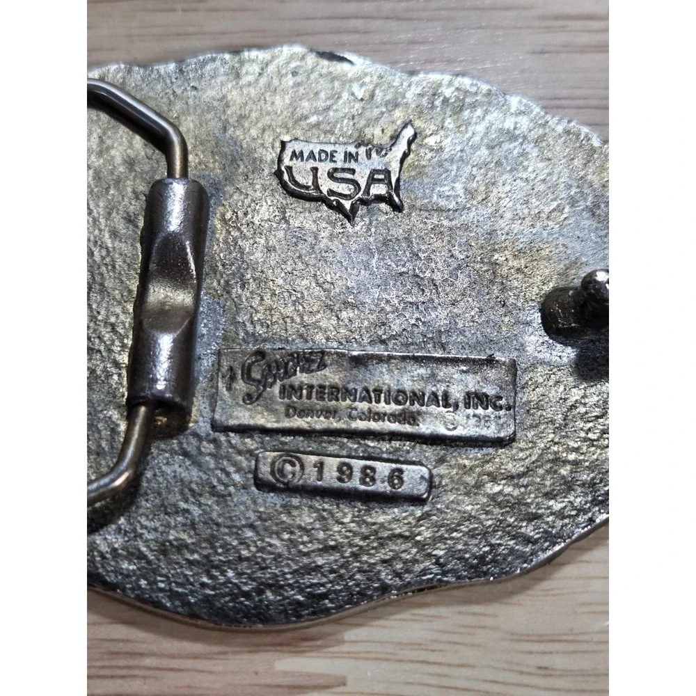 Vintage 1986 Siskiyou Rotary International Nevada Dice Belt Buckle USA Silver
